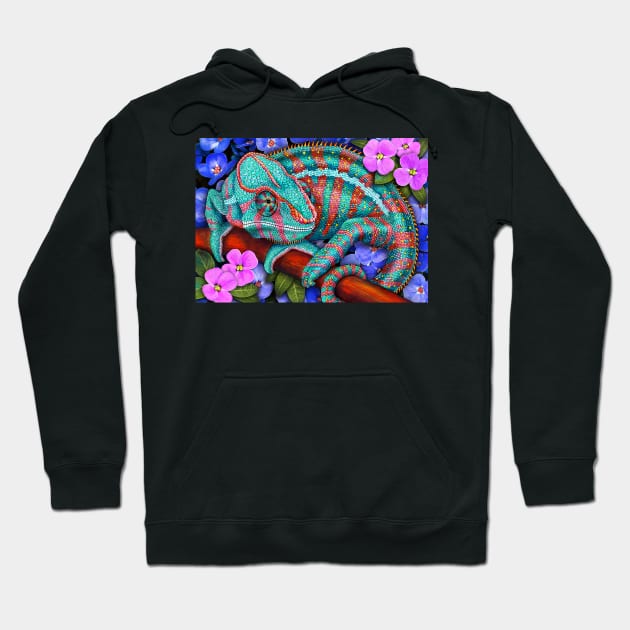 Panther Chameleon Hoodie by Tim Jeffs Art